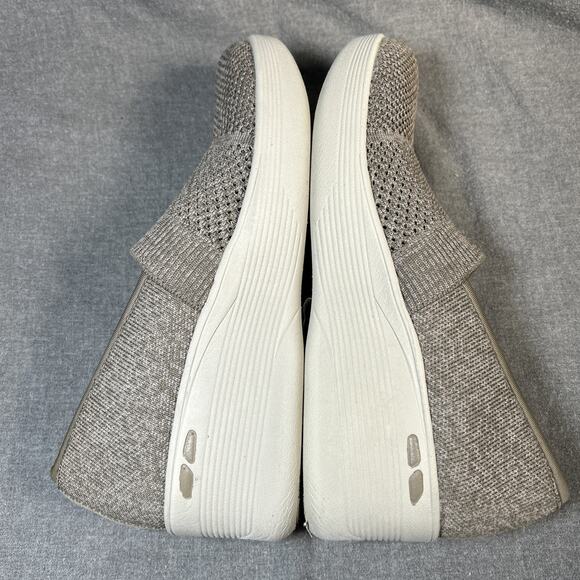 Womens 9 Skechers Pier-Lite Wow Factor Taupe Knit Shoes Loafer Wedge Stretch - Picture 5 of 7